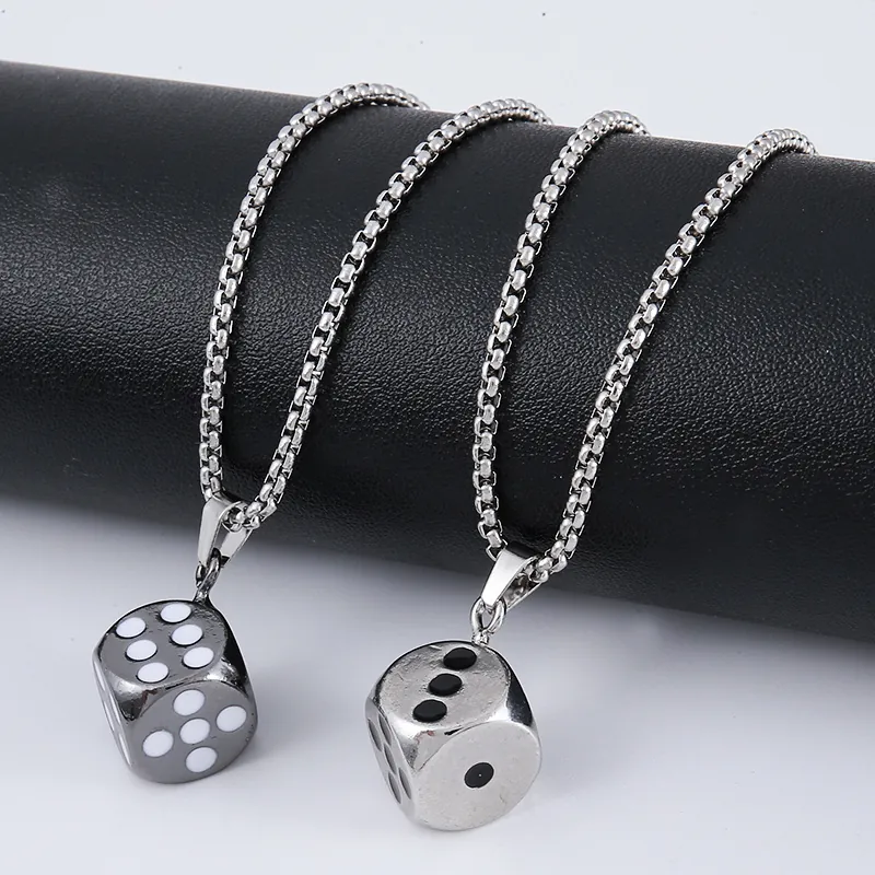 Hip Hop Dice Pendant Necklace For Men Women Titanium Steel Long Keel Chain Alloy Punk Streetwear Jewelry Couple Accessories