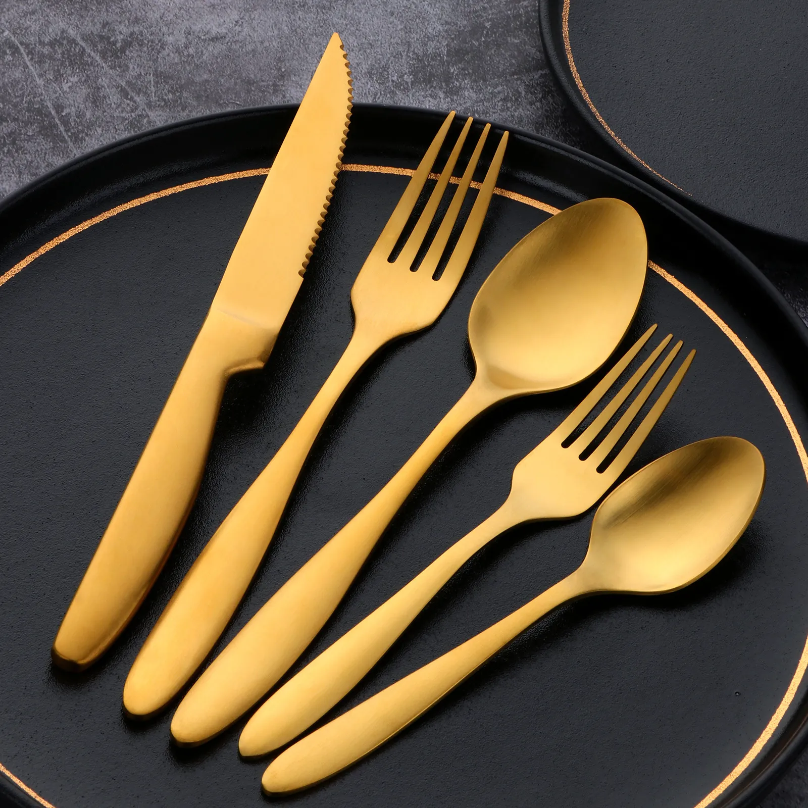 Matte Stainless Steel Knife Fork Spoon Cutlery Modern Minimalist For Home Wedding Banquet Dining Tableware Dinner Gift