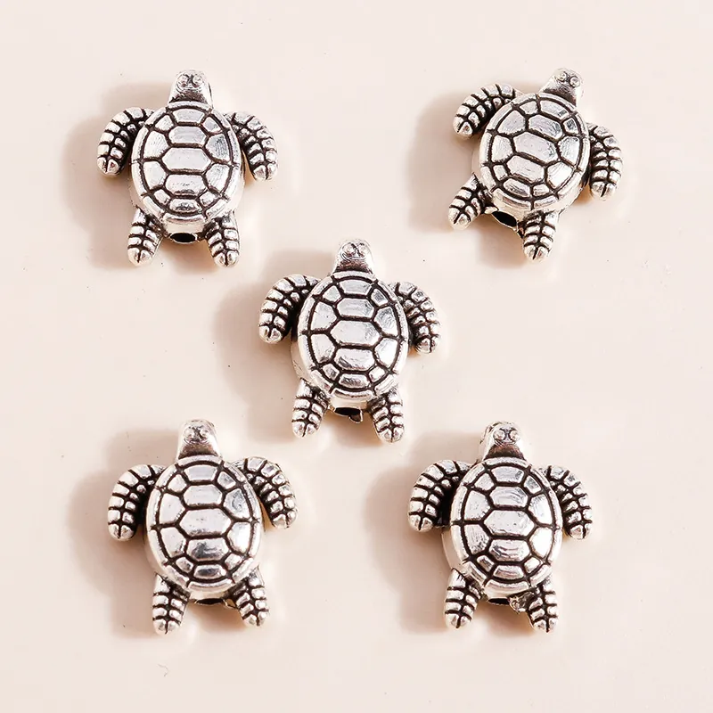 Vintage Alloy Sea Turtle Charms For Jewelry Making DIY Antique Silver Tortoise Pendants For Bracelets Necklaces Handcrafted Accessory