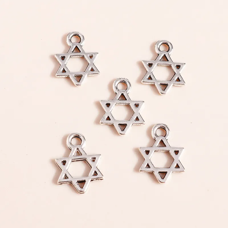 Antique Silver Alloy Hollow Star Of David Hexagram Pendants For DIY Jewelry Making Necklace Bracelet Earrings Accessory