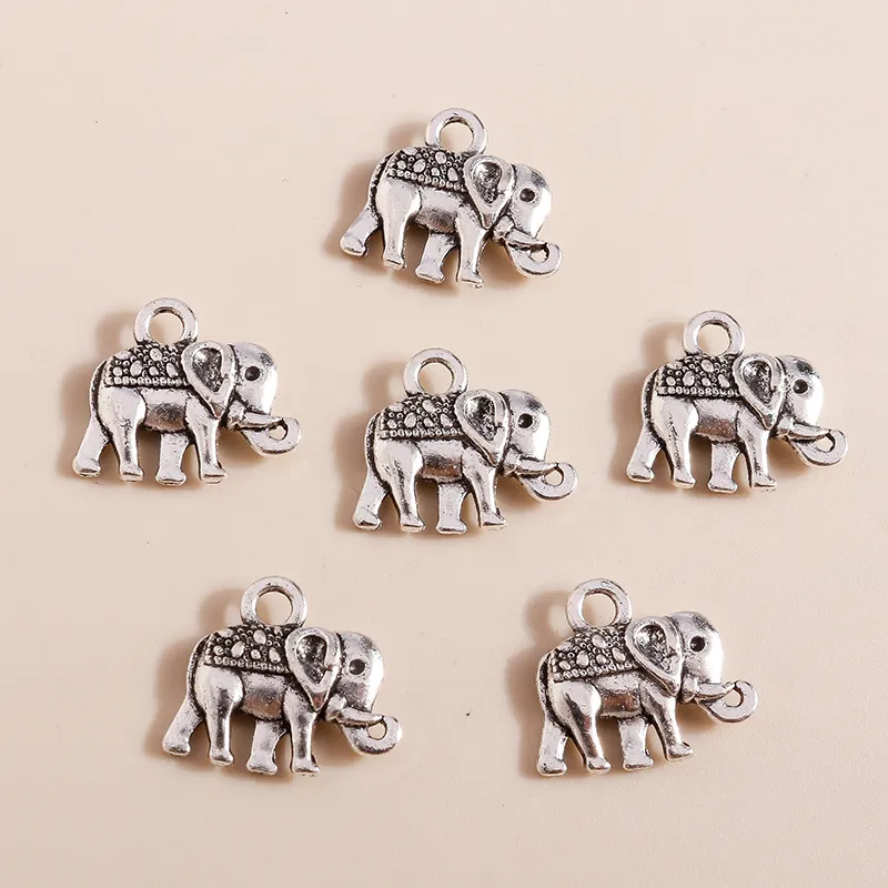 Vintage Antique Silver Alloy Elephant Pendants DIY Jewelry Making Charms For Necklace Bracelet Handcraft Accessories