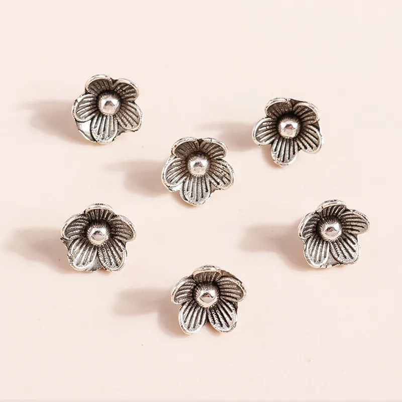 Antique Silver Alloy Flower Charms DIY Jewelry Making Small Floral Pendants Beads For Necklace Bracelet Handcraft Accessories