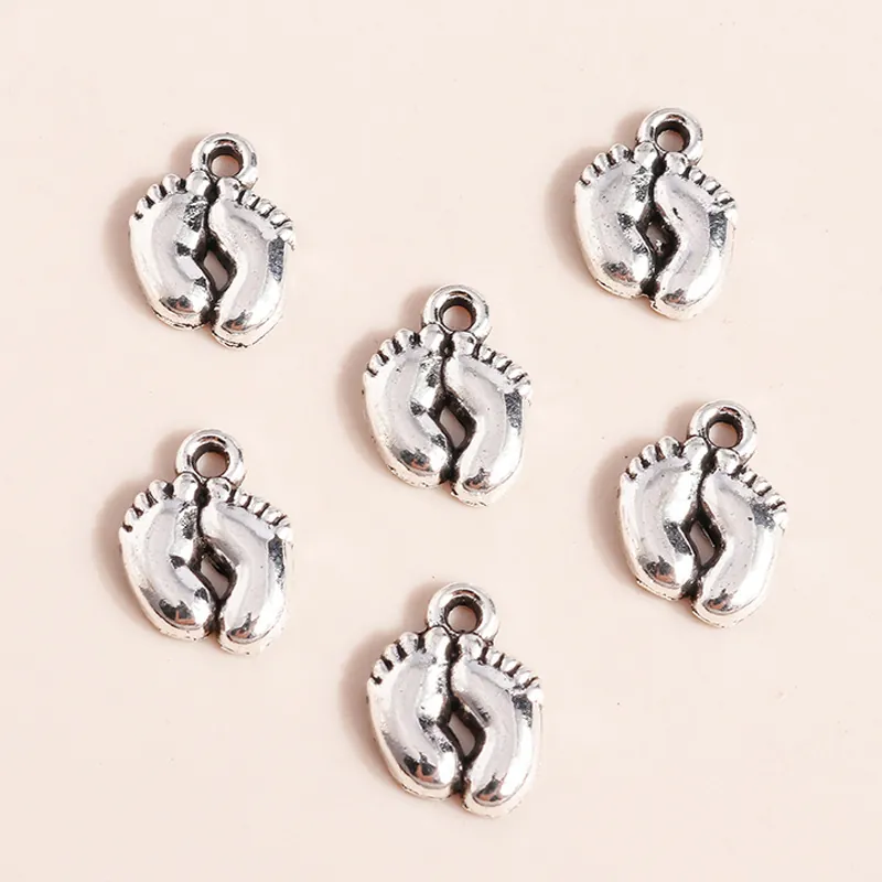 Antique Silver Alloy Baby Footprint Pendants For DIY Jewelry Making Crafts Bracelet Necklace Accessories