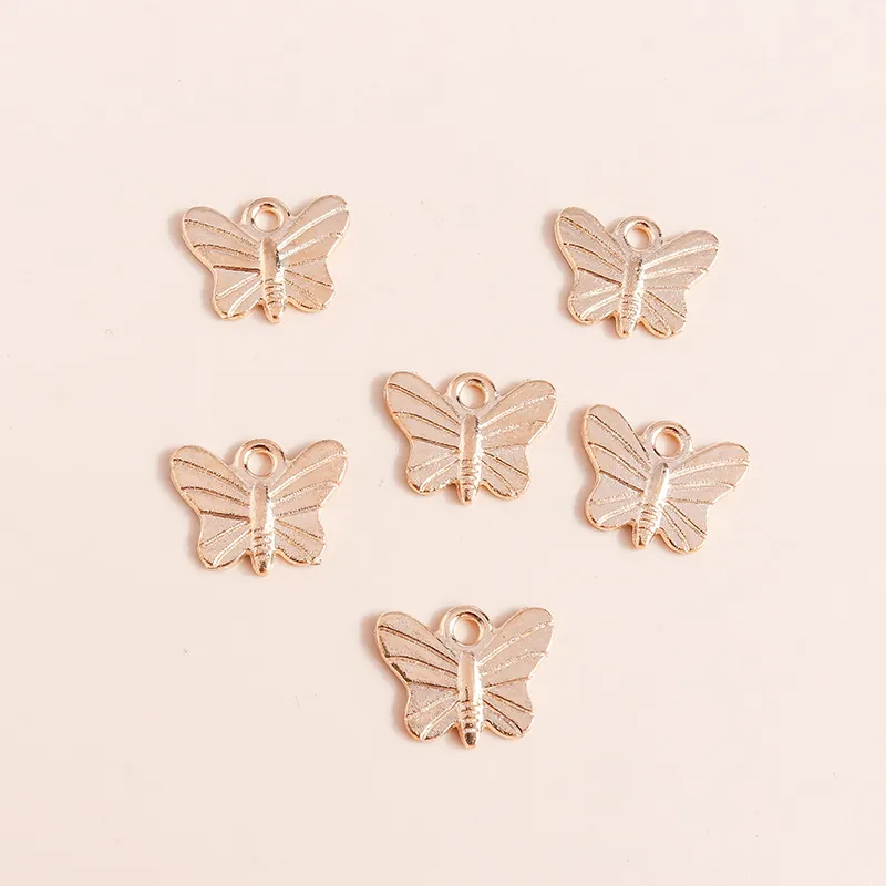 Minimalist Butterfly Insect Alloy Pendants DIY Jewelry Making Electroplated Gold Animal Charm Accessories For Necklace Bracelet