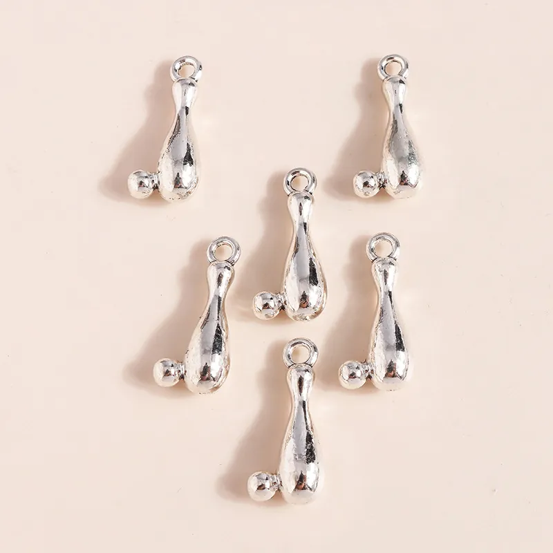 Legierung Silber Bowlingkegel Und Ball Anhänger Für DIY Schmuckherstellung Halsketten Armbänder Schlüsselanhänger Sport Charms