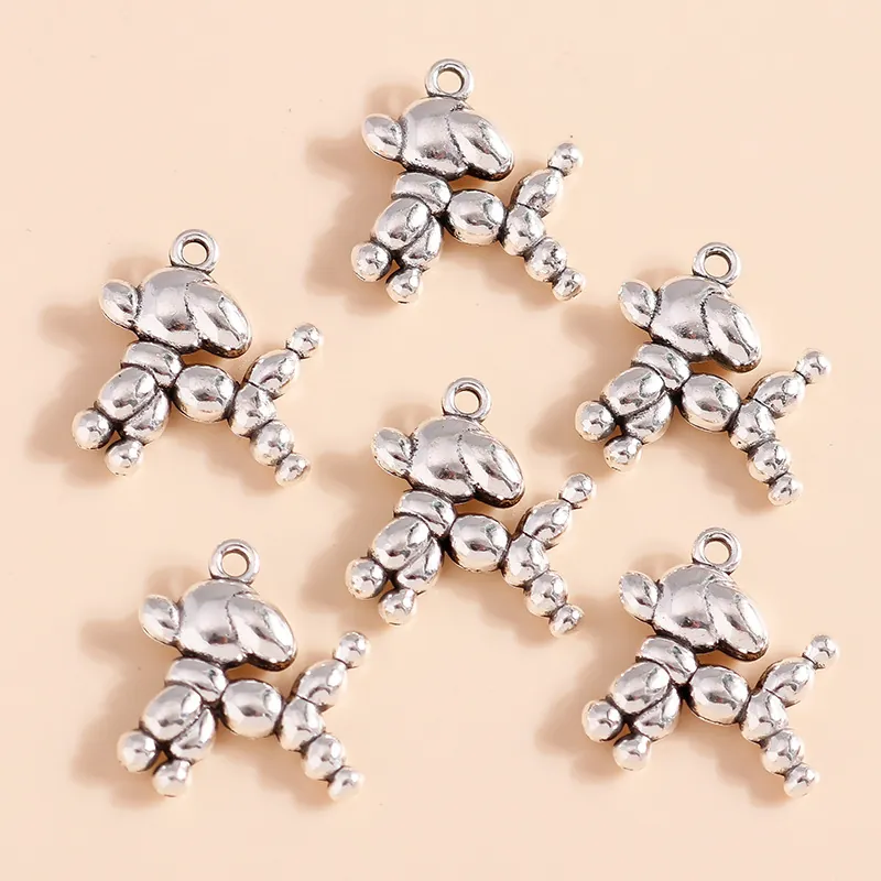 Alloy Silver Plated Balloon Dog Pendants For DIY Jewelry Making Necklaces Bracelets Handmade Craft Jewelry Accessories