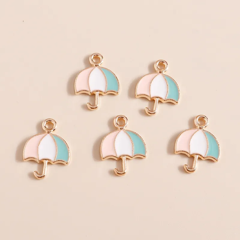 Charmants Breloques Parapluie en Émail Alliage de Zinc Pendentifs pour Fabrication de Bijoux DIY Boucles d'Oreilles Collier
