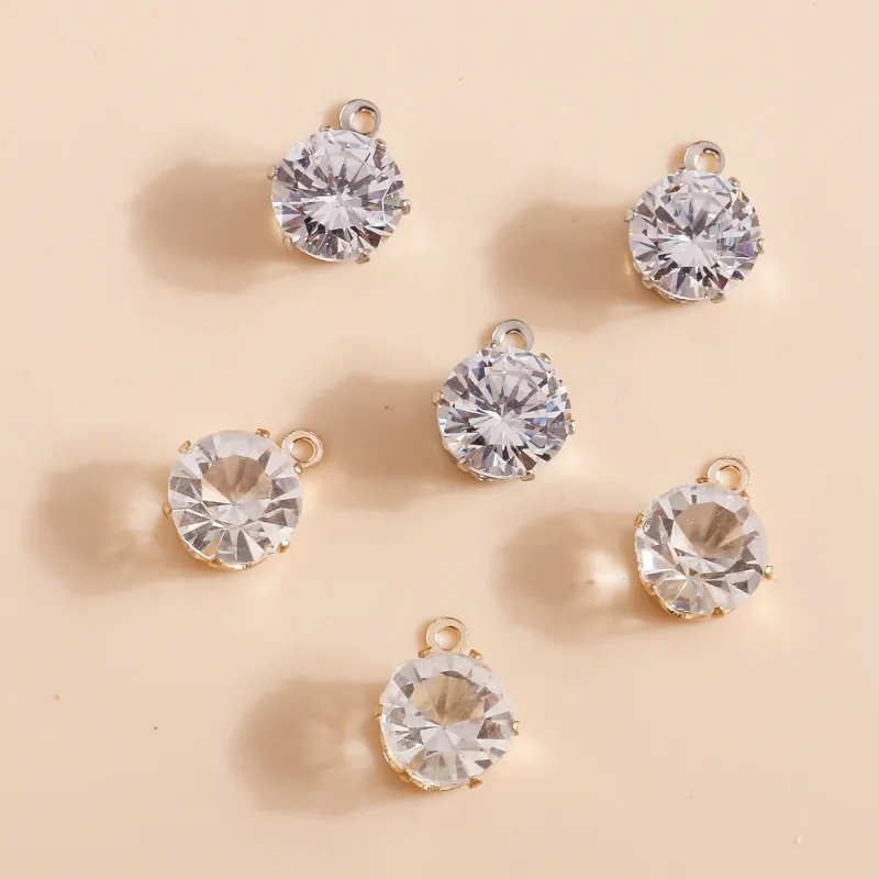 Ciondoli Tondi in Lega di Zinco con Strass Trasparenti Accessori Fai da Te Geometrici Intarsiati per Creazione Gioielli Artigianali