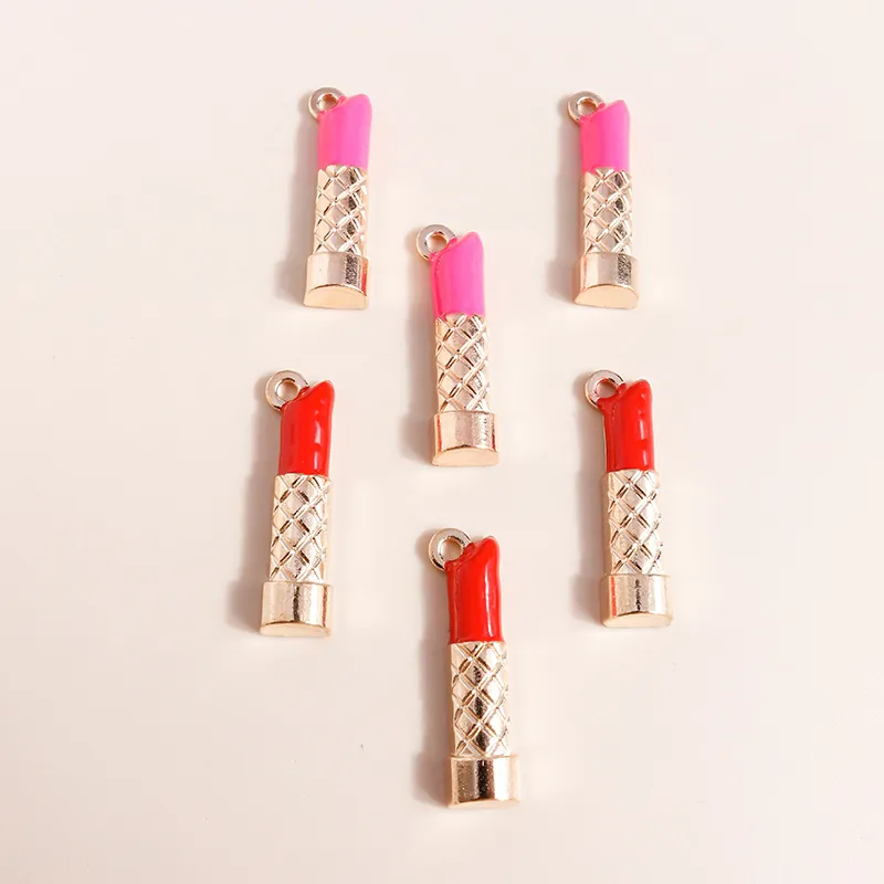 Ciondoli a Forma di Rossetto in Lega di Zinco Smaltata per la Creazione di Gioielli Fai da Te Collane Braccialetti Base Dorata Motivo a Rombi Ciondoli Moda