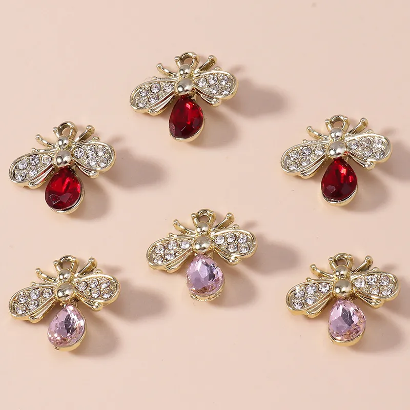 Vintage Legierung Biene Charms Mit Kristall Strass Eingelegt Exquisite Tier Insekten Anhänger Für DIY Schmuckherstellung Zubehör