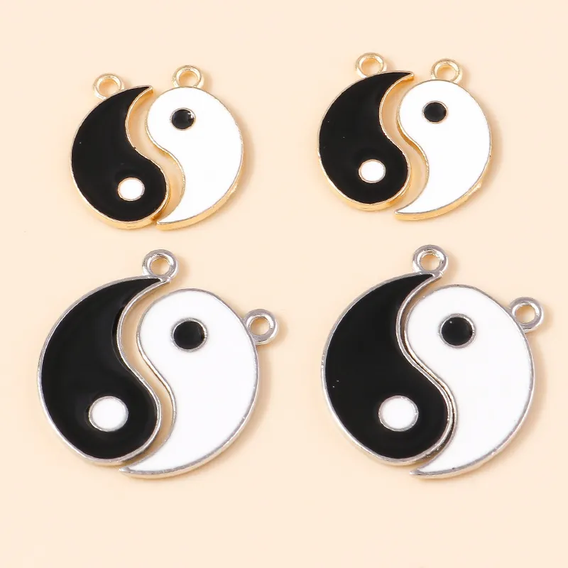 Alloy Yin Yang Tai Chi Pendants Enamel Oil Dripping Charms For DIY Jewelry Making Necklace Bracelet Accessory Chinese Style Women Men