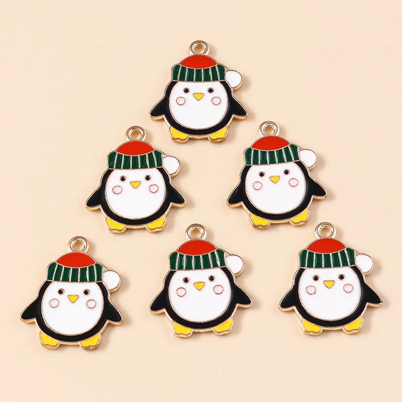 Cartoon Weihnachten Pinguin Tier Legierung Emaille Anhänger Charm Für DIY Schmuckherstellung Zubehör Winter Pinguin Handwerk Geschenk