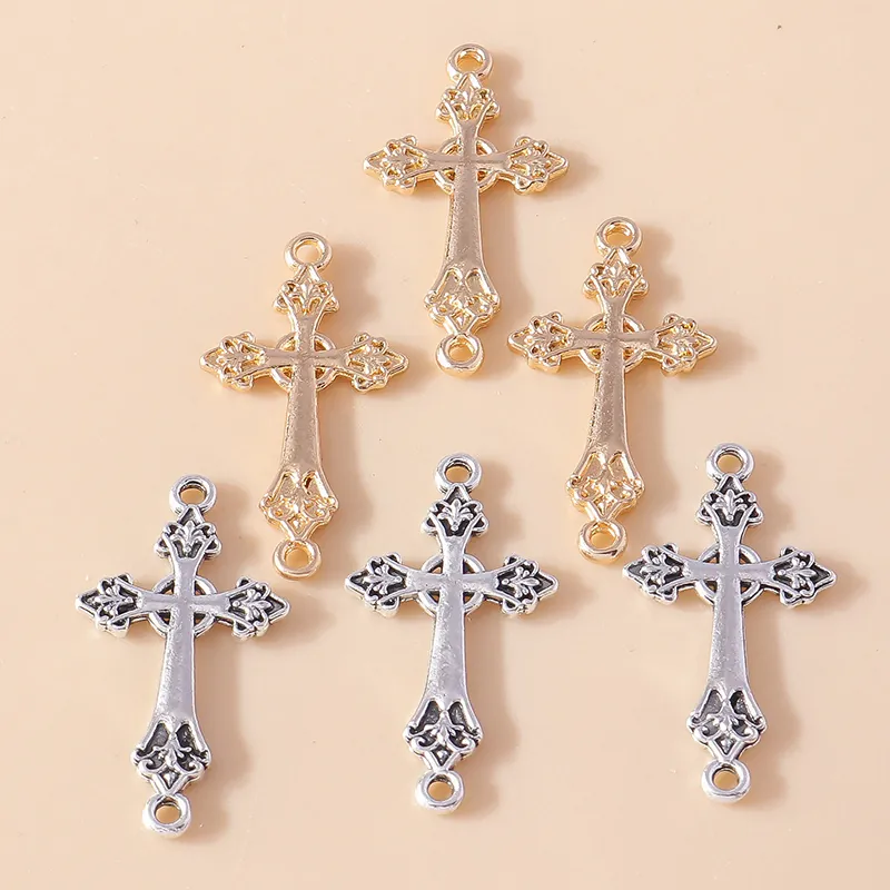 Pendentifs en Alliage de Croix Rose Évidée Accessoires de Fabrication de Bijoux DIY Breloques de Style Gothique Vintage
