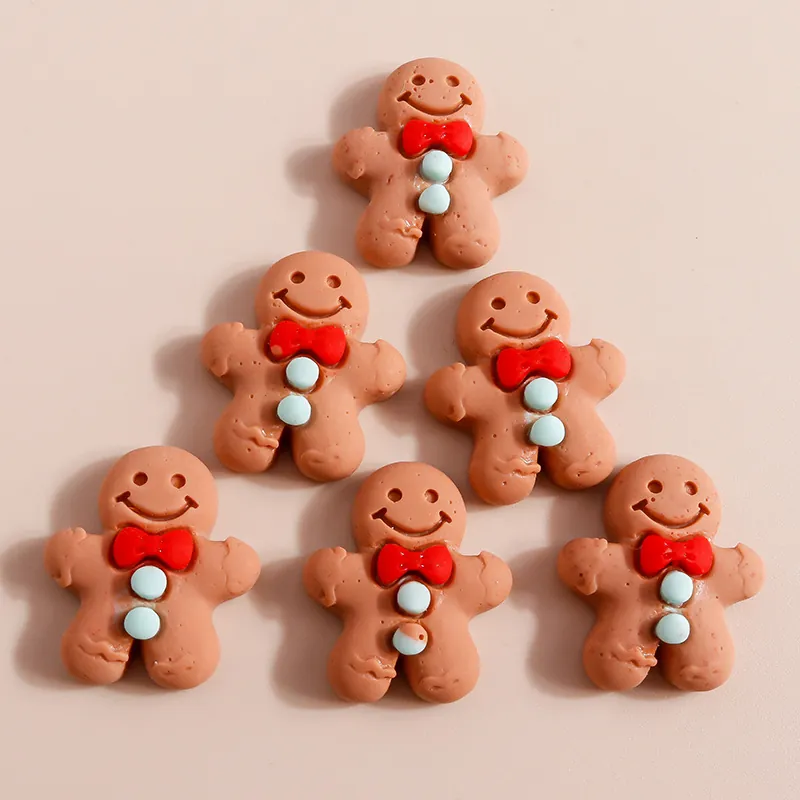 Omino di Pan di Zenzero in Resina Charms Flatback Cabochon per Natale DIY Decorazione Custodia Cellulare Molletta per Capelli Artigianato