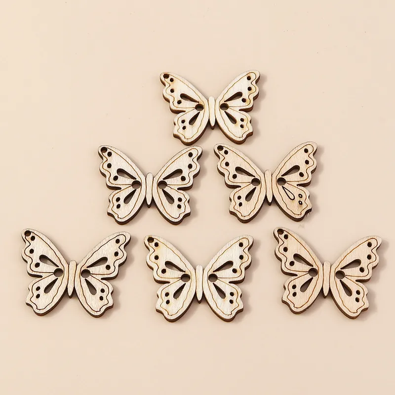 Botones de Madera con Forma de Mariposa Calados para Hacer Joyas DIY Scrapbooking Manualidades Costura Accesorios Colgantes de Mariposa de Madera Natural
