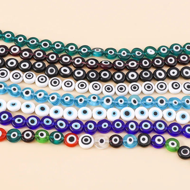 10mm Evil Eye Beads Resin Flat Round Spacer Beads For DIY Bracelet Necklace Jewelry Making Handmade Craft Findings Accessories