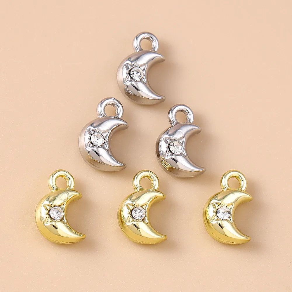 Exquisite Zinklegierung Mond Stern Anhänger Mit Strass Himmlische Mond Charms Für DIY Halskette Armband Herstellung Zubehör Für Damen Schmuck