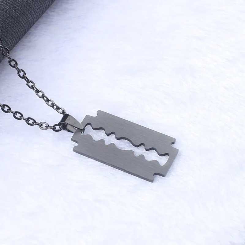 Stainless Steel Razor Blade Pendant Necklace Hip Hop Punk Gothic Streetwear Jewelry For Men Women Industrial Accessory