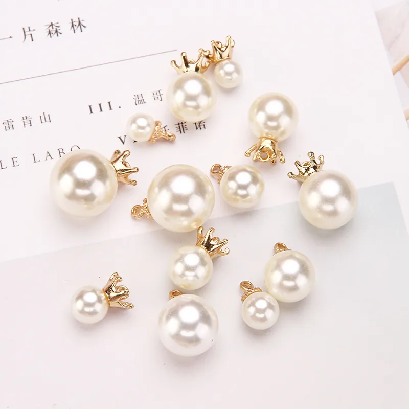 Alloy Crown Faux Artificial Pearl Pendants For DIY Jewelry Making Capped Artificial Pearl Charms For Earrings Bracelet Necklace Crafting Supplies Women