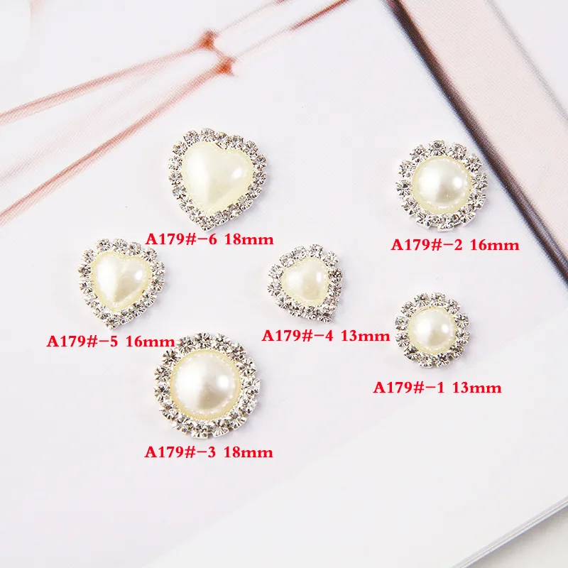 Imitationsperle Strass Legierung Flachrücken Knöpfe Herz Runde Form Charms Für DIY Haarschmuck Schmuckherstellung Handwerk Ornamente