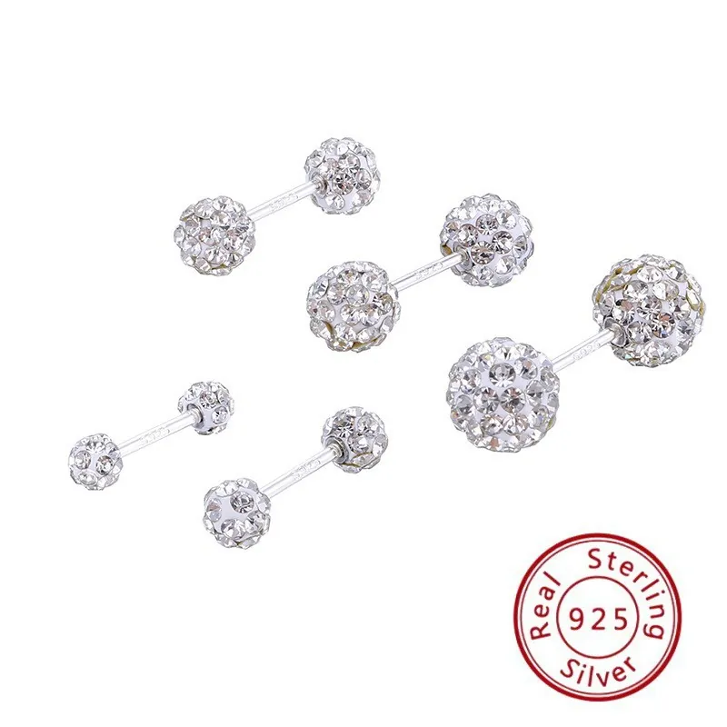 S925 Sterlingsilber Shamballa Vollbesatz Strass Ohrknorpel-Stecker Ohrringe Mit 925 Sterlingsilber Ohrstecker-Stift Für Ohrlochpflege Damen Herren Schmuck