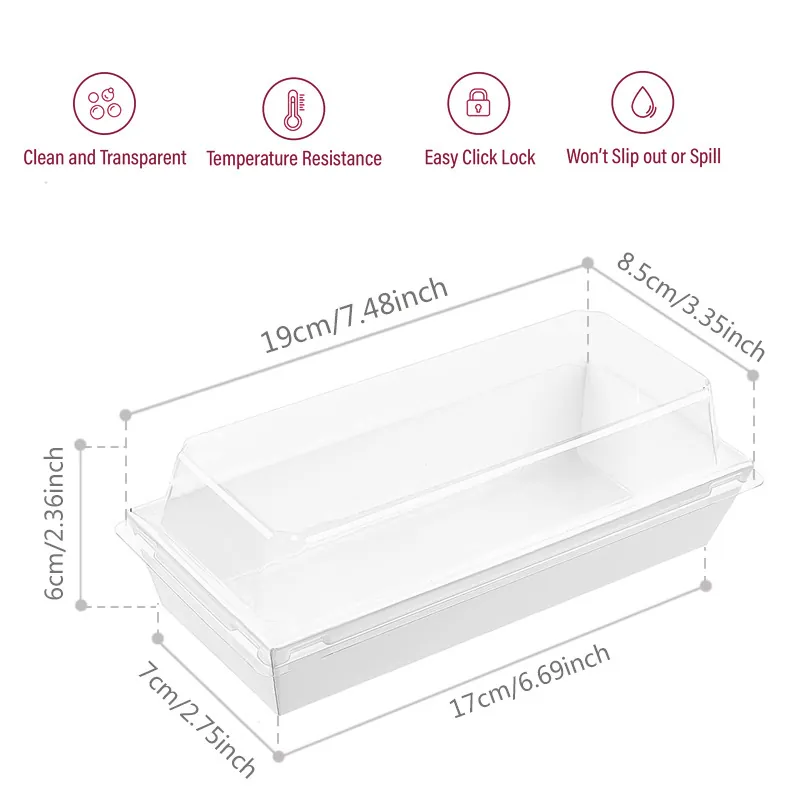 Disposable Pastry Sandwich Swiss Roll Cake Box With Transparent Lid Kraft Coated Paper Bakery Packaging Box For Dessert Bread