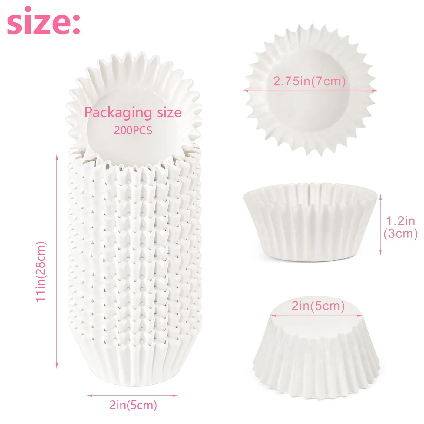 White Thickened Coated Paper Cupcake Liners Oil-Proof High Temperature Resistant Tasting Cups For Baking Muffin Cake