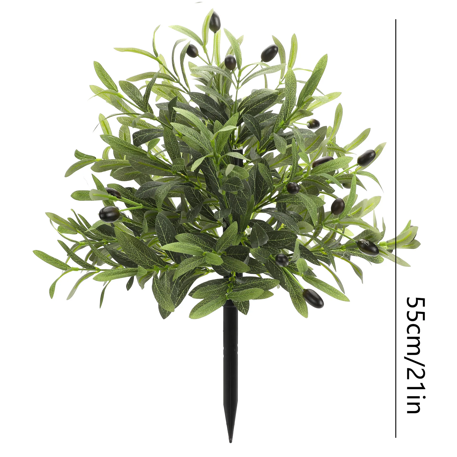 Artificial Olive Tree Satin Leaf Plant Realistic Faux Greenery With Black Fruit And Soil Stake For Home Office Wedding Decor