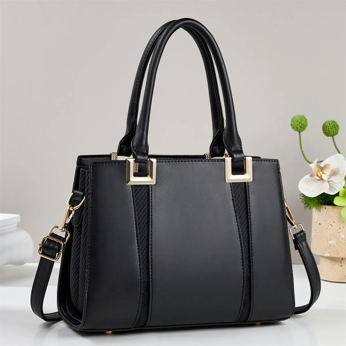 Elegante PU Leder Handtasche Für Damen Mode Patchwork Henkeltasche Große Kapazität Schulter Umhängetasche Pendler Tasche
