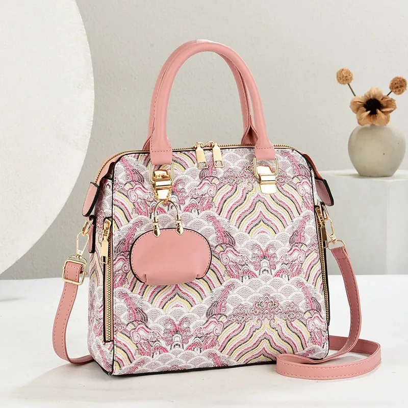 Women Chinese Style Embroidery Handbag Collection Jacquard Pattern Crossbody Bag Wallet Coin Purse Case For Commute Daily