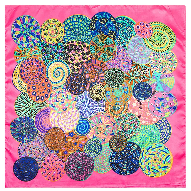Women's Vintage Satin Square Scarf Elegant Geometric Mandala Print Bandana Silky Neck Scarf For Office Daily Wear Stylish Hair Accessory