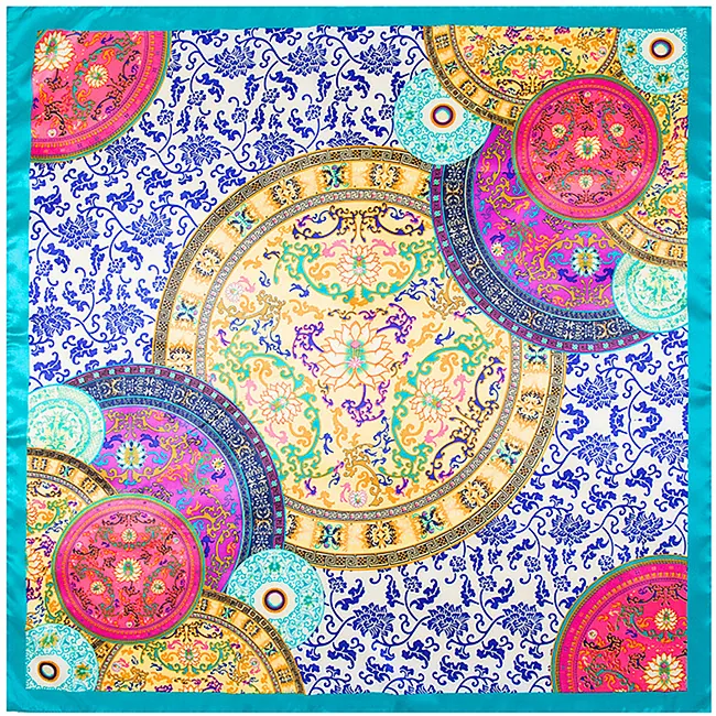 Women's Elegant Satin Square Scarf Vintage Floral Printed Artistic Head Scarf Smooth Silk Feel Fashion Accessories Neck Wrap