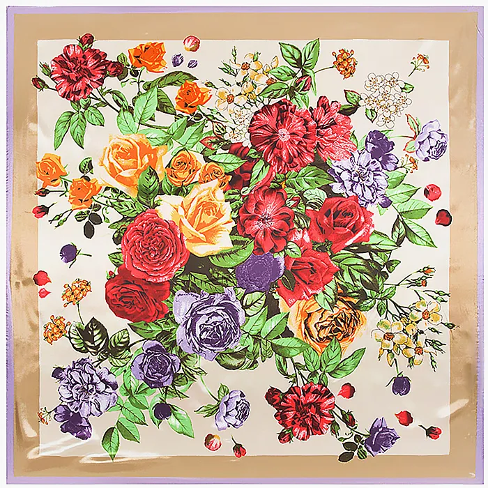Pañuelo Cuadrado de Satén con Estampado Floral Vintage para Mujer Patrón Artístico de Flores Diadema Decorativa Chal Accesorio de Moda Elegante