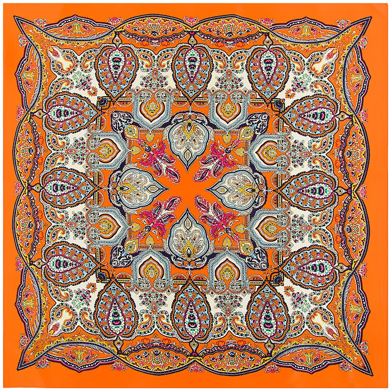 Damen Vintage Bohemian Paisley Print Satin Quadratisches Halstuch Elegant Leicht Sonnenschutz Dekorativ Hals Kopf Wrap Schal