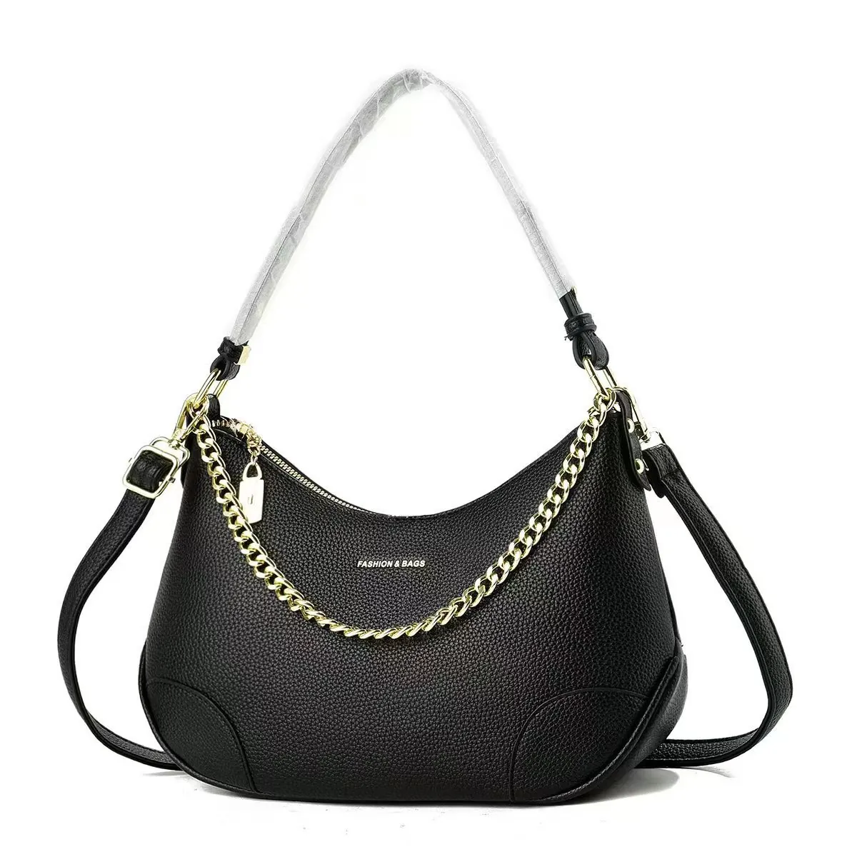Sac Sous Les Aisselles Pour Femmes En Cuir PU Grainé Chaîne Dorée Tendance Sac À Épaule Bandoulière Fashion Bags Imprimé
