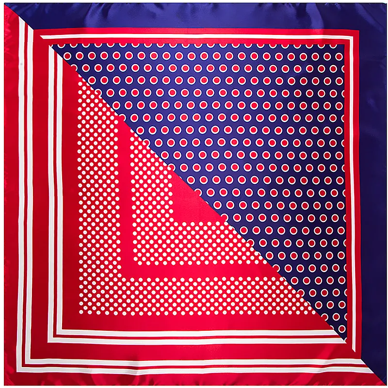 Elegant Satin Square Scarf For Women Vintage Polka Dot Geometric Striped Print Silk-like Fashion Neck Wrap Headband