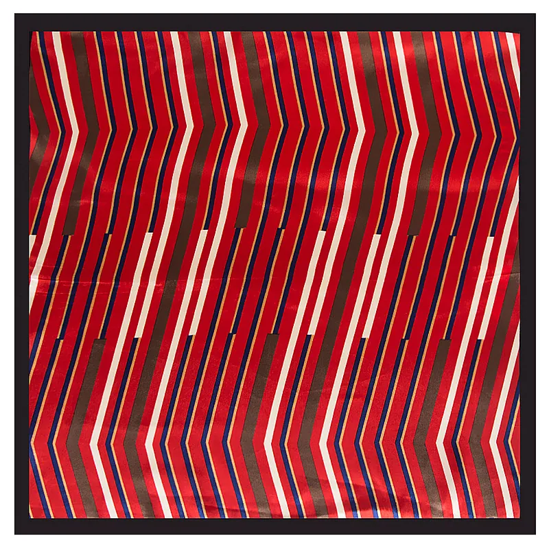 Women Elegant Geometric Stripe Satin Square Scarf Office Lady Neck Scarf Fashionable Headscarf Accessories Satin Handkerchief