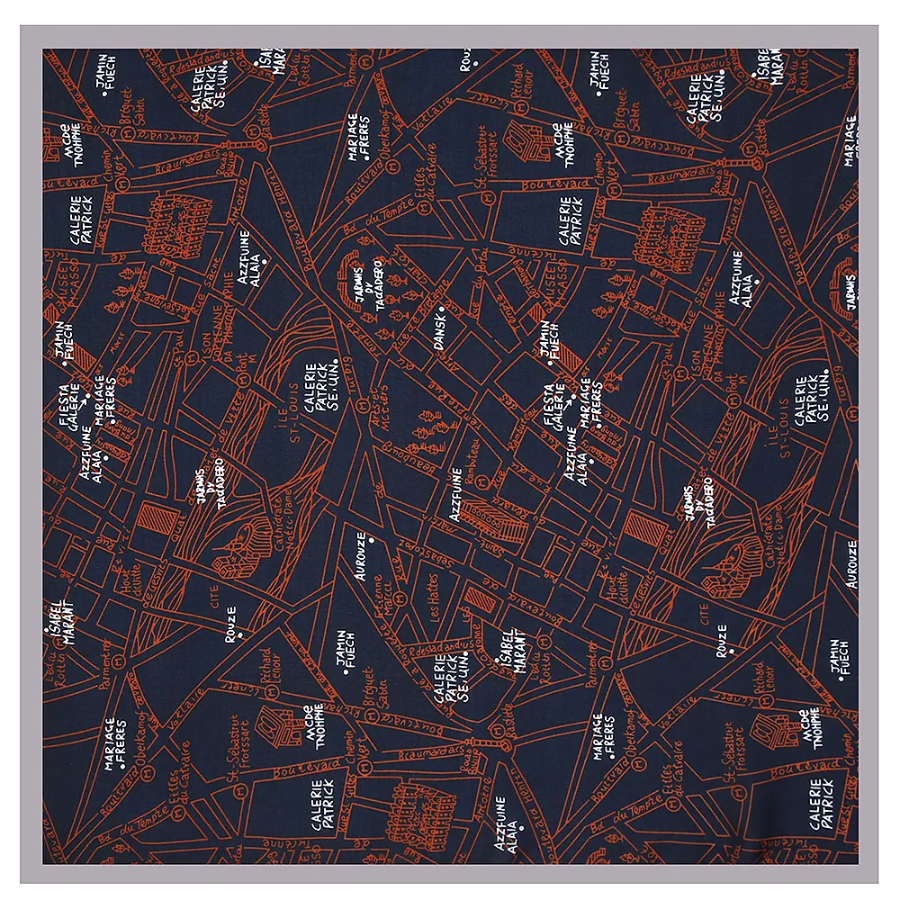 Vintage Paris City Map Print Satin Square Scarf French Style Alphabet Geometric Small Neck Kerchief For Women Accessory