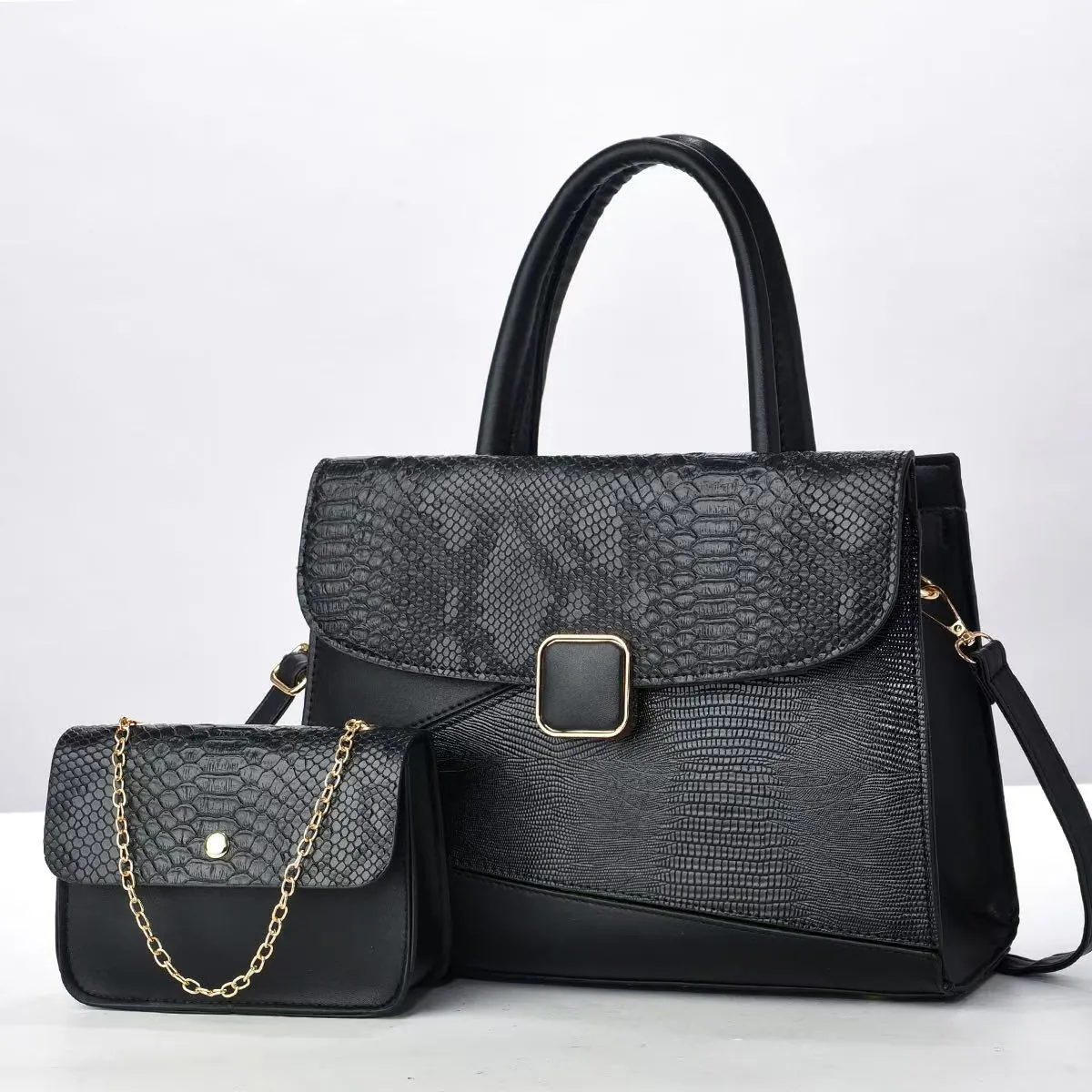 Bolso de Mano de Cuero de PU de Alta Gama para Mujer Con Bolso de Cadena Textura de Relieve de Serpiente Cocodrilo Bolso de Hombro