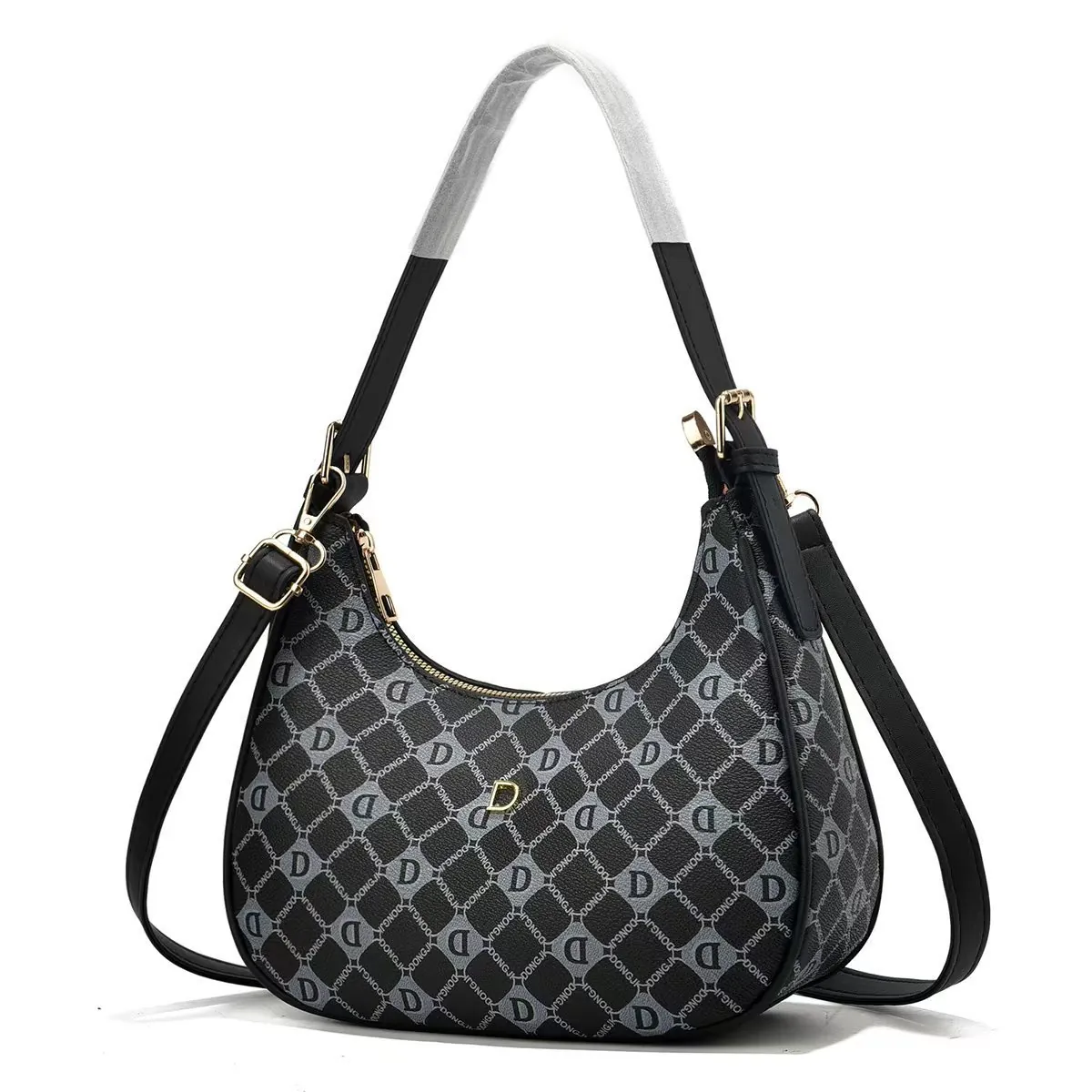 Sac Hobo pour Femme en Cuir PU Imprimé Sac à Main Sous le Bras Bandoulière Avec Sangle Réglable Accessoires Dorés Style de Luxe