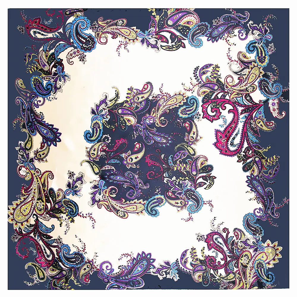 Women's Satin Square Scarf Classic Paisley Floral Print Retro Silk Like Neck Head Scarf Decorative Wrap Fashion Accessory