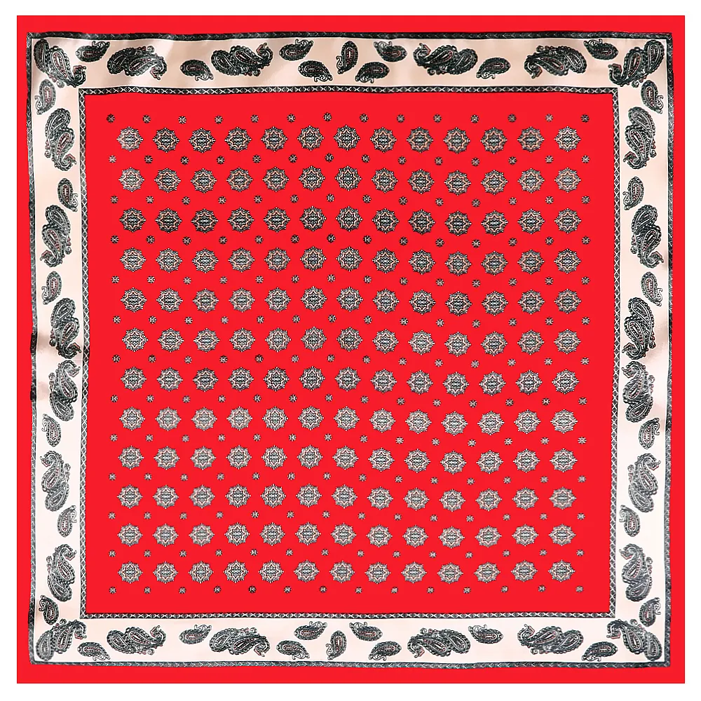 Women Vintage Paisley Print Satin Square Scarf Fashion Silky Neck Scarf Head Wrap For Spring Autumn Ladies Accessories