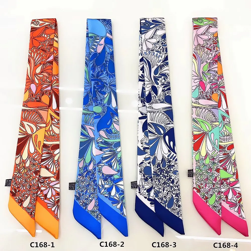 Damen Paisley Druck Satin Schmaler Schal Seidenähnlich Twilly Für Taschengriff Schleife Haarband Halstuch Dekorative Accessoires