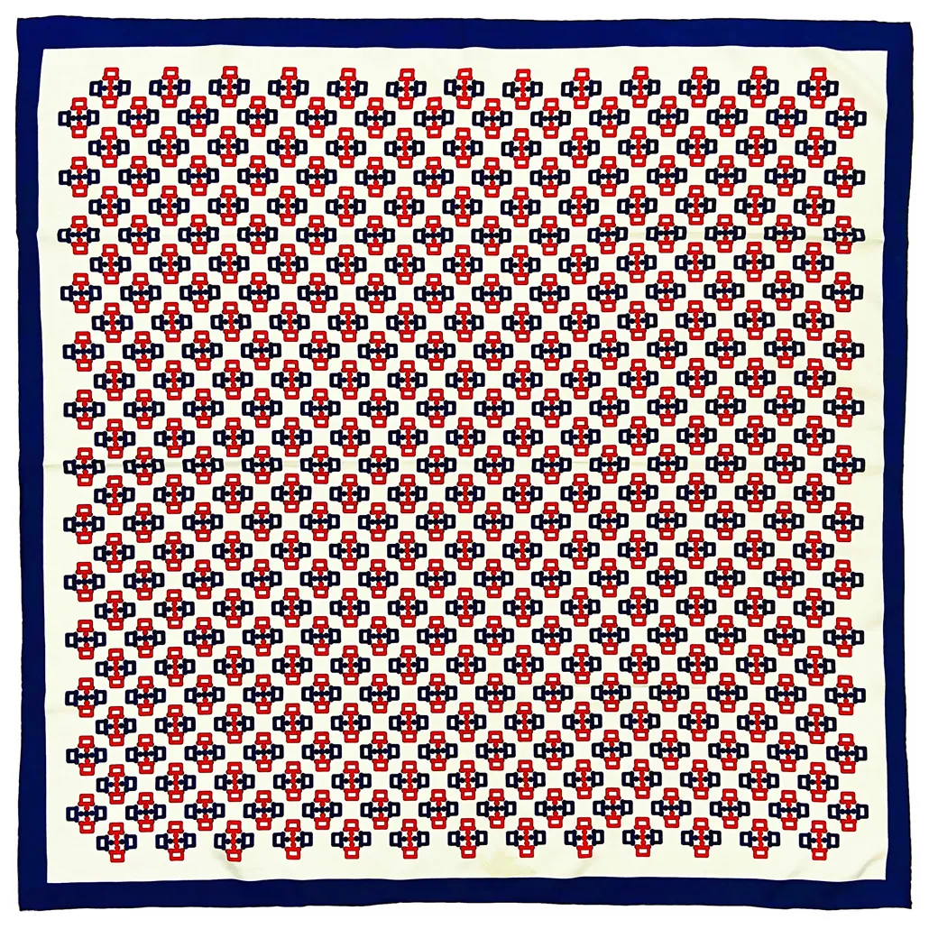 Women's Square Satin Scarf Vintage Geometric Chain Print Hand Rolled Edge Headscarf Silk Like Elegant Neck Scarf