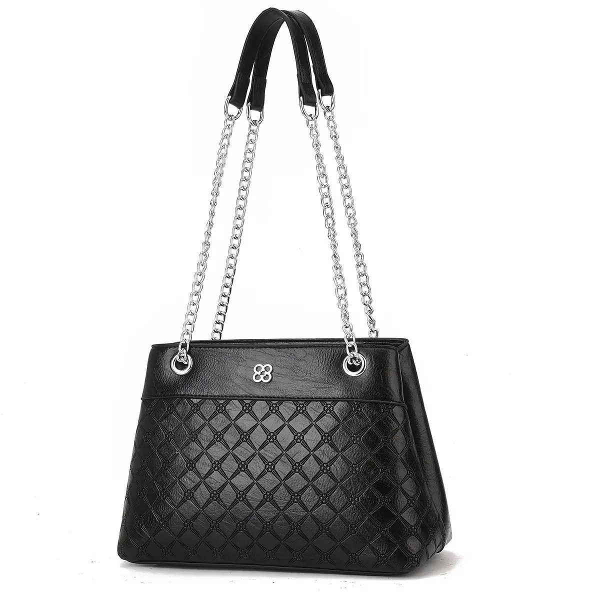 Damen Mode PU Leder Geprägte Umhängetasche Stilvolle Raute Blumen Kette Achseltasche Handtasche Für Den Täglichen Weg