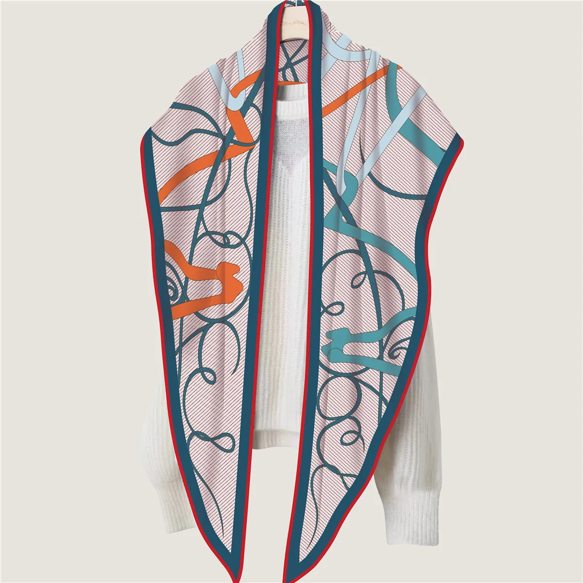 Elegante Sciarpa a Triangolo da Donna con Stampa di Cavalli Grande Scialle Effetto Cashmere Caldo Wrap per Inverno Autunno Moda Accessori