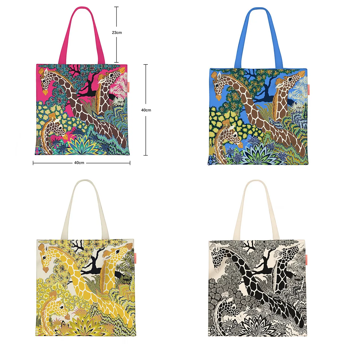 Women Canvas Tote Bag Giraffe Tropical Plant Print Large Capacity Shoulder Handbag For School Daily Shopping Handbag