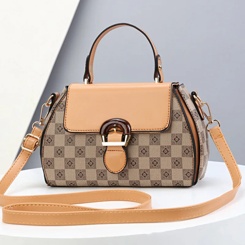 Retro Monogram Printed Women Handbag PVC Leather Crossbody Bag With Top Handle Adjustable Shoulder Strap Fashion Square Bag