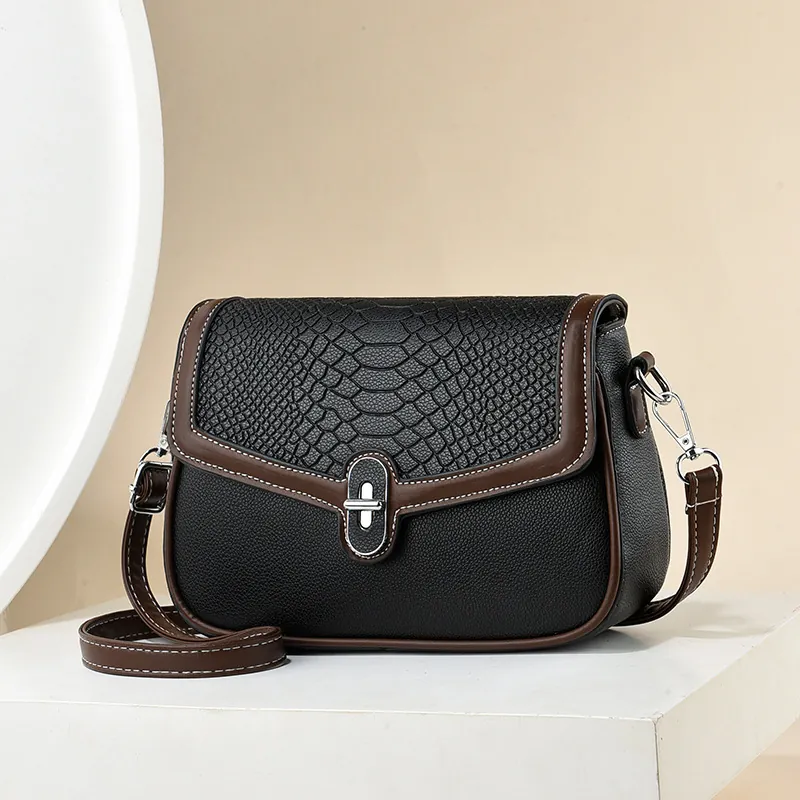 Vintage Women PU Leather Crossbody Bag Crocodile Embossed Pattern Small Square Shoulder Bag For Daily Commute Urban Fashion