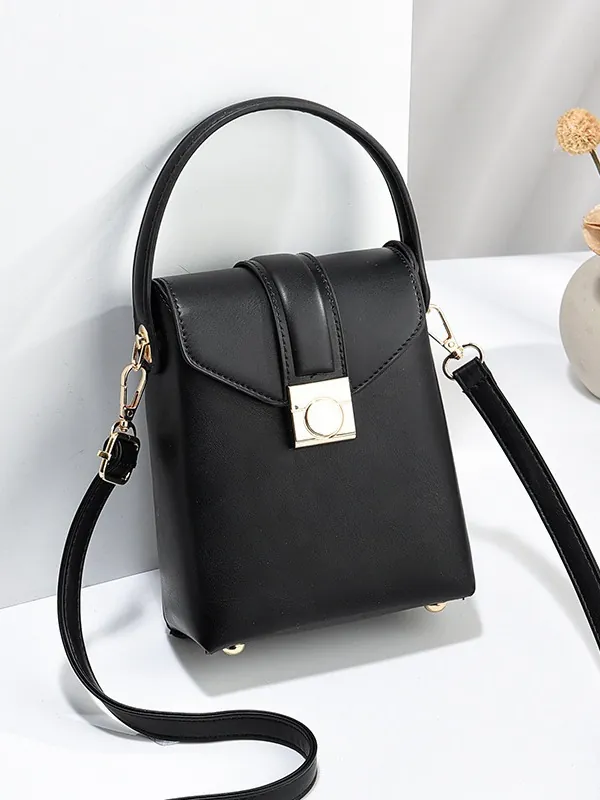 Borsa a Tracolla per Cellulare Mini in Pelle PU da Donna Con Chiusura in Metallo Elegante Borsa a Mano a Tracolla Quadrata Verticale Piccola Borsa a Scatola